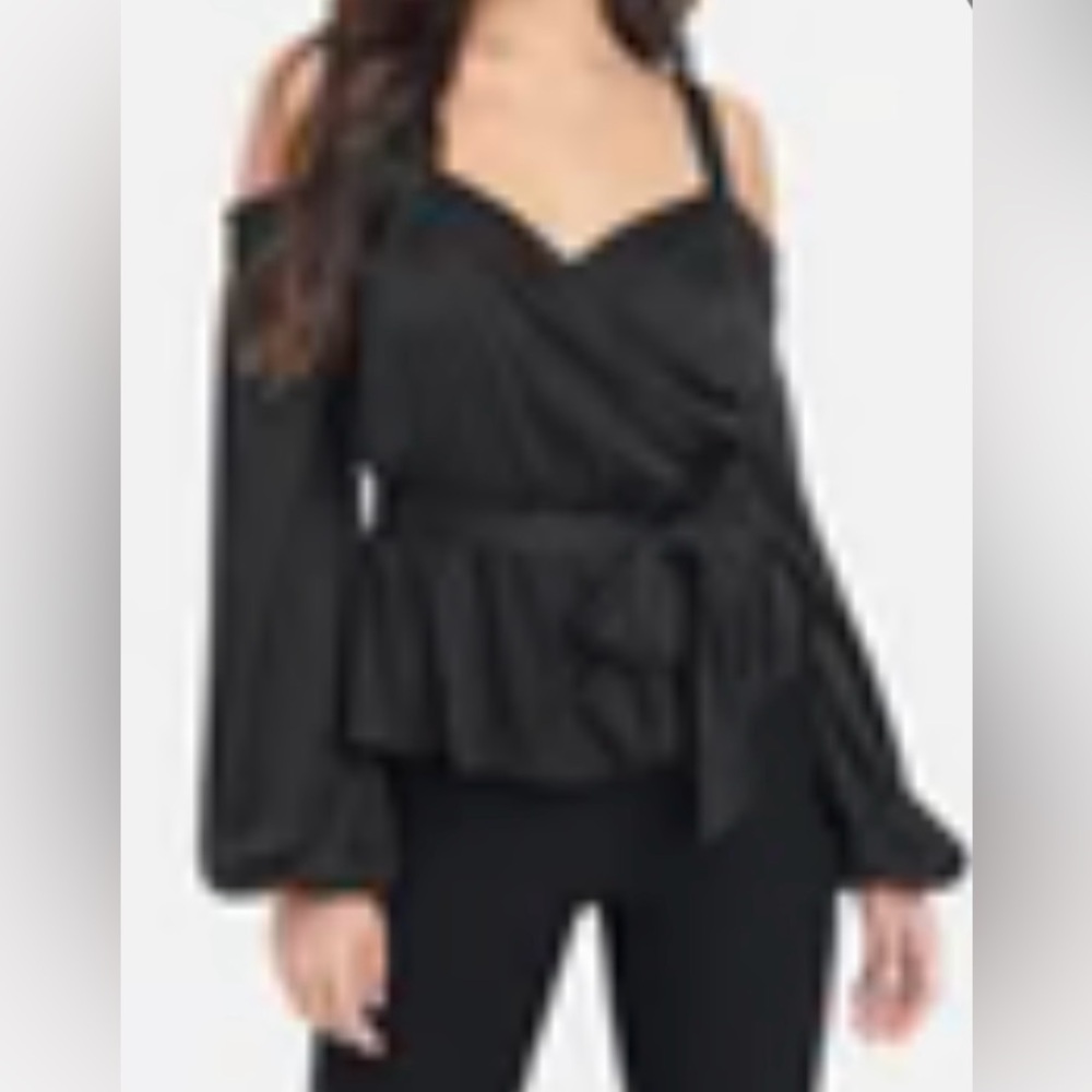 Bebe Off the Shoulder Surplice Top